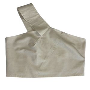 Love, Bonito One Shoulder Cream Linen Crop Top with Side Zipper Size US 10